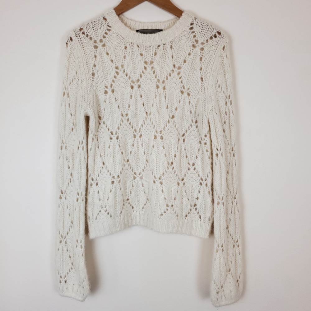 Reformation Jessi Pointelle Alpaca Blend Pullover Sweater - Picture 2 of 6
